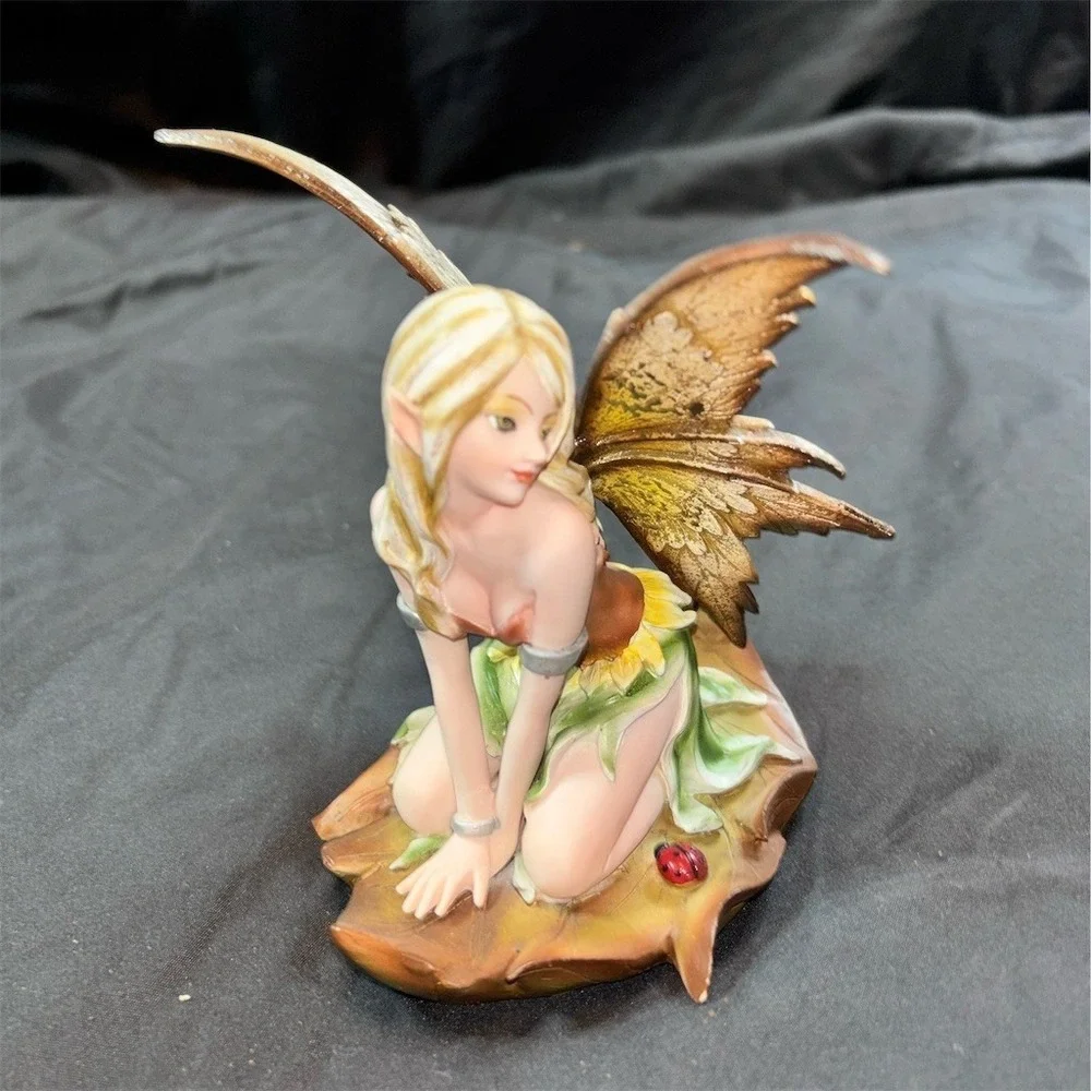 Pacific Trading Fairy Figurine Autumn Leaf Butterfly Wing Ladybug Statue fantasy
